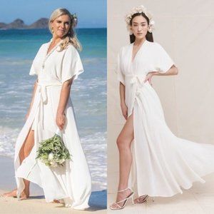 Reformation Winslow Wrap Dress Ivory Size Small